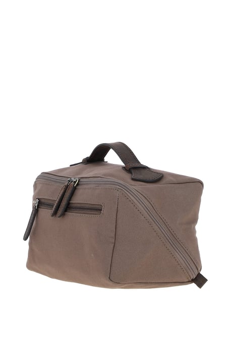 Real Leather X Canvas Washbag - Image 3