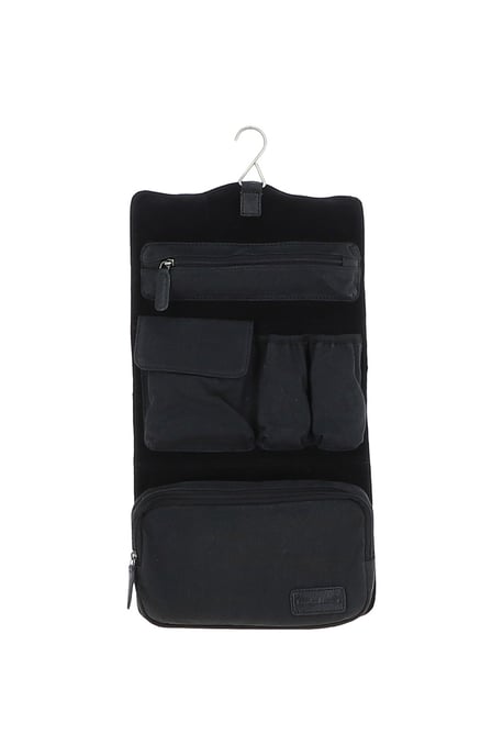 Real Leather & Canvas Hanging Toiletry Bag - Image 2