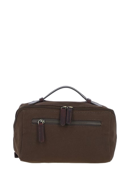 Real Leather X Canvas Washbag - Image 1