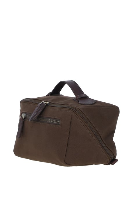 Real Leather X Canvas Washbag - Image 3