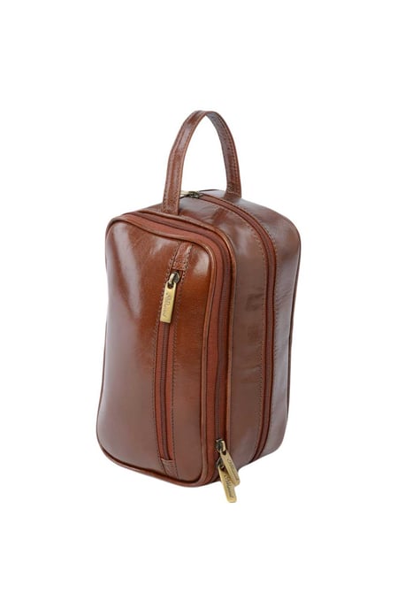 'Viaggio' Real Leather Toiletry Washbag - Image 1