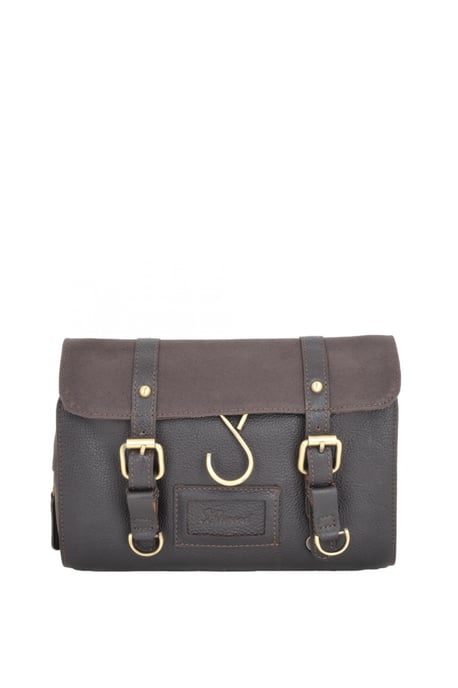 Real Leather & Canvas Hanging Toiletry Bag - Image 1