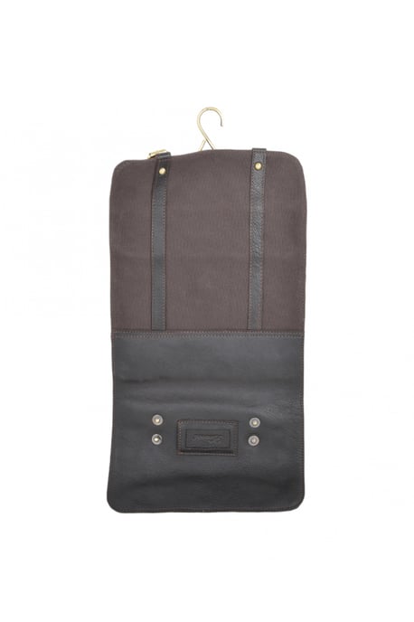 Real Leather & Canvas Hanging Toiletry Bag - Image 5