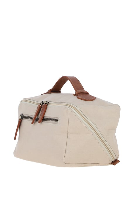 Real Leather X Canvas Washbag - Image 3