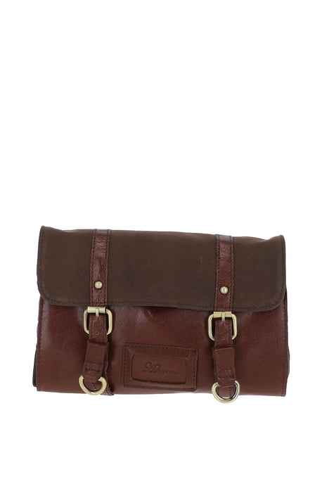 Real Leather & Canvas Hanging Toiletry Bag - Image 1