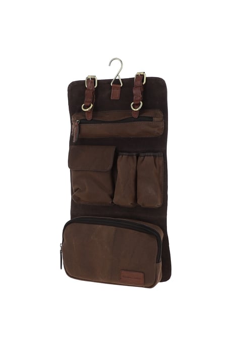 Real Leather & Canvas Hanging Toiletry Bag - Image 2