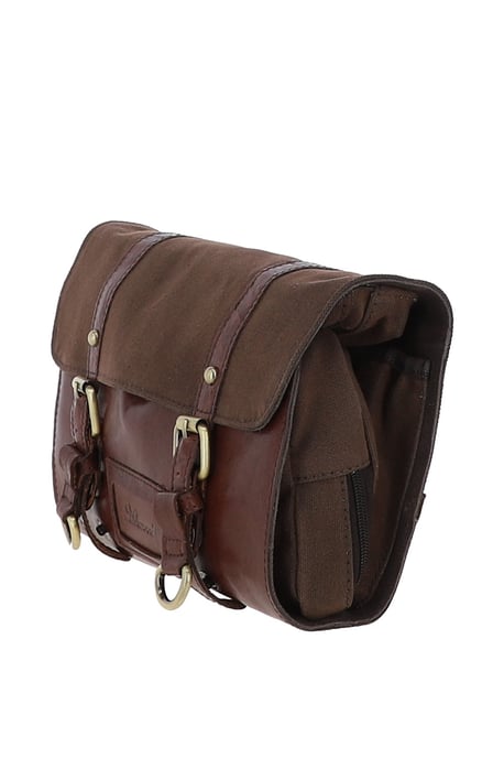 Real Leather & Canvas Hanging Toiletry Bag - Image 3