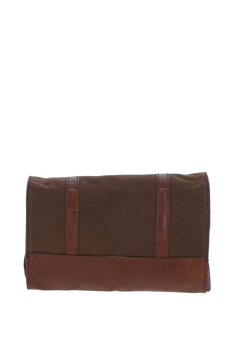Real Leather & Canvas Hanging Toiletry Bag - Image 5