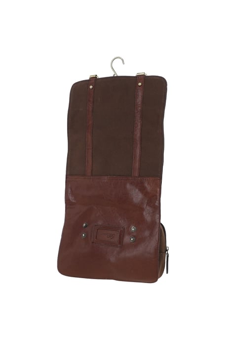 Real Leather & Canvas Hanging Toiletry Bag - Image 6