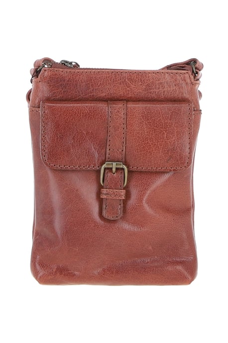 Compact Leather Phone Bag with Adjustable Strap and Brass Hardware - Image 1