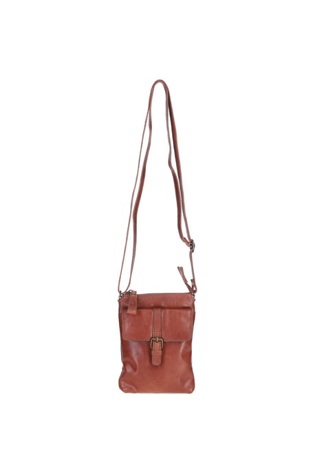 Compact Leather Phone Bag with Adjustable Strap and Brass Hardware - Image 2