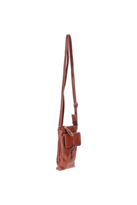 Compact Leather Phone Bag with Adjustable Strap and Brass Hardware - Image 3