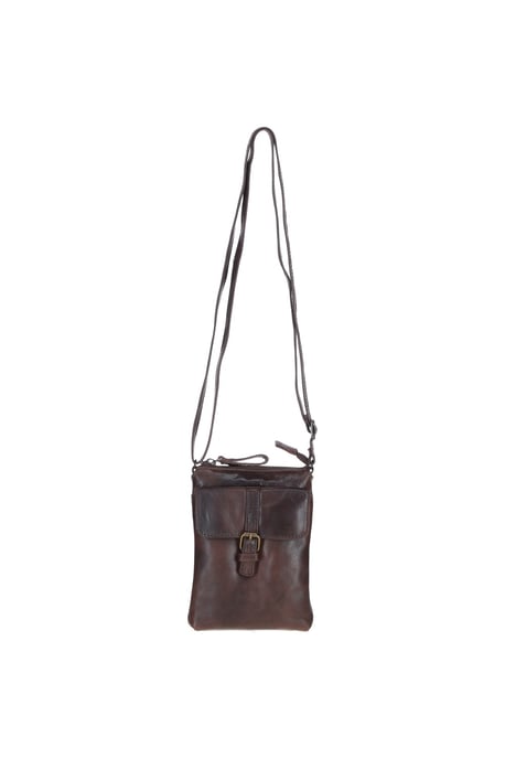 Compact Leather Phone Bag with Adjustable Strap and Brass Hardware - Image 2