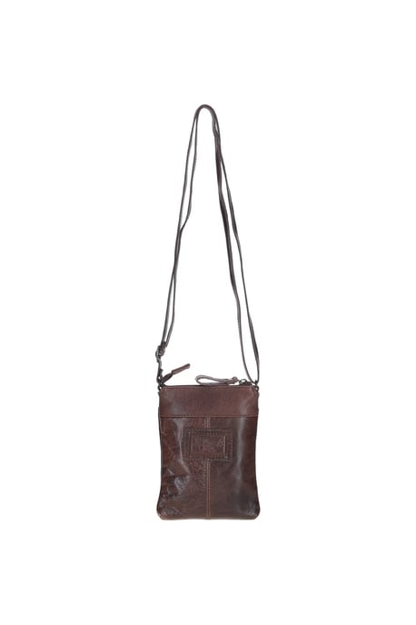 Compact Leather Phone Bag with Adjustable Strap and Brass Hardware - Image 4