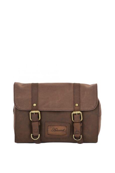 Real Leather & Canvas Hanging Toiletry Bag - Image 1