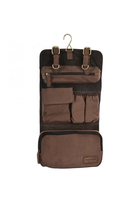 Real Leather & Canvas Hanging Toiletry Bag - Image 2