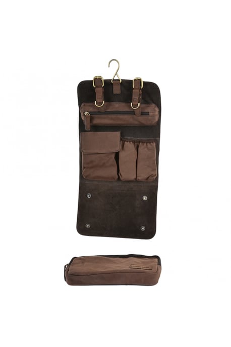 Real Leather & Canvas Hanging Toiletry Bag - Image 3