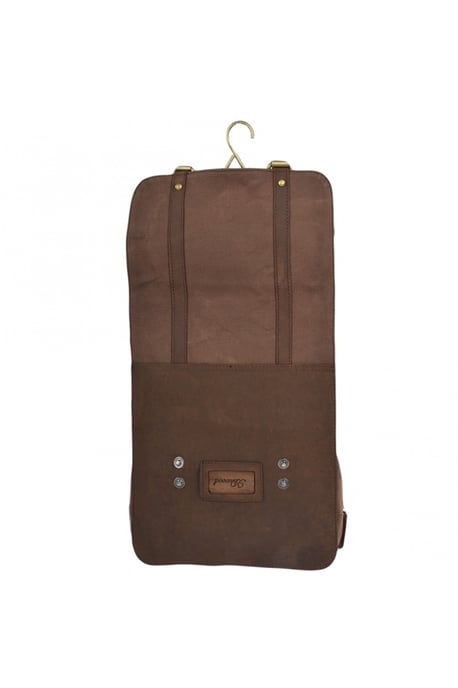 Real Leather & Canvas Hanging Toiletry Bag - Image 5