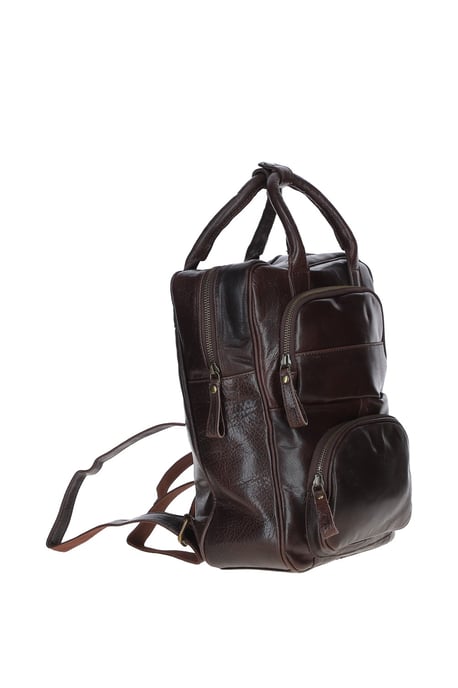 Compact Leather Backpack with Front Zip Pockets - Image 2