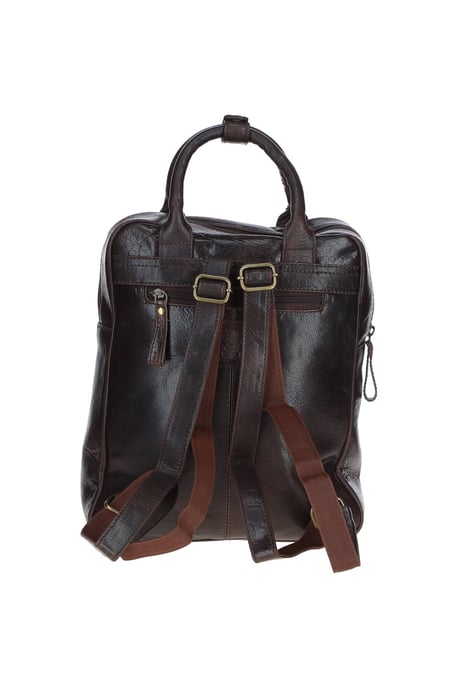Compact Leather Backpack with Front Zip Pockets - Image 3