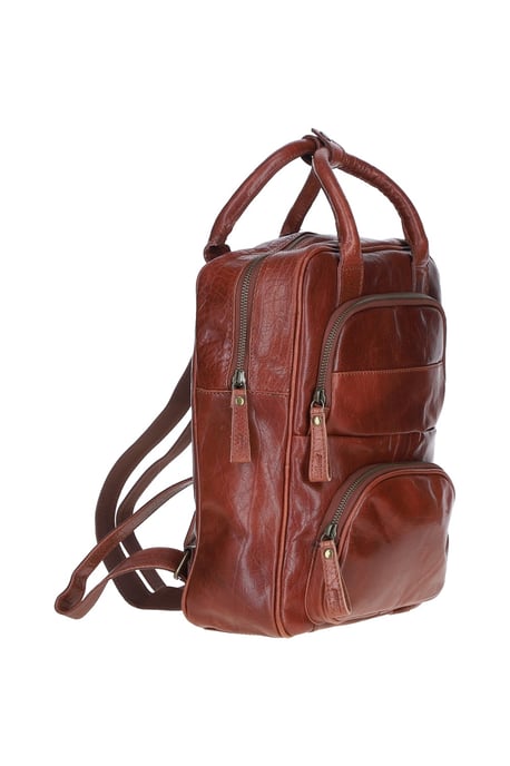 Compact Leather Backpack with Front Zip Pockets - Image 2