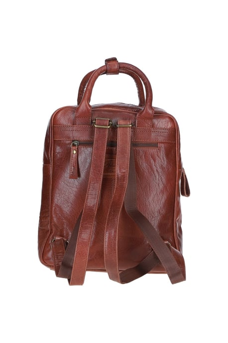 Compact Leather Backpack with Front Zip Pockets - Image 3
