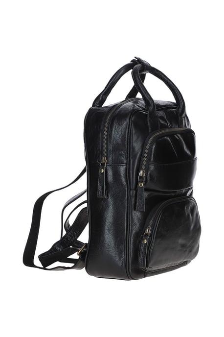 Compact Leather Backpack with Front Zip Pockets - Image 2