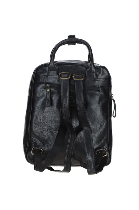 Compact Leather Backpack with Front Zip Pockets - Image 3