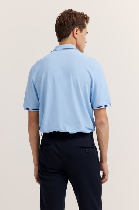 Bugatti Herren Polo met contrasterende strepen en borduursel op de borst - Image 2