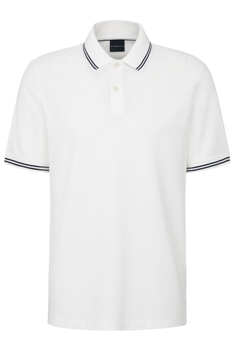 Bugatti Herren Polo met contrasterende strepen en borduursel op de borst - Image 3