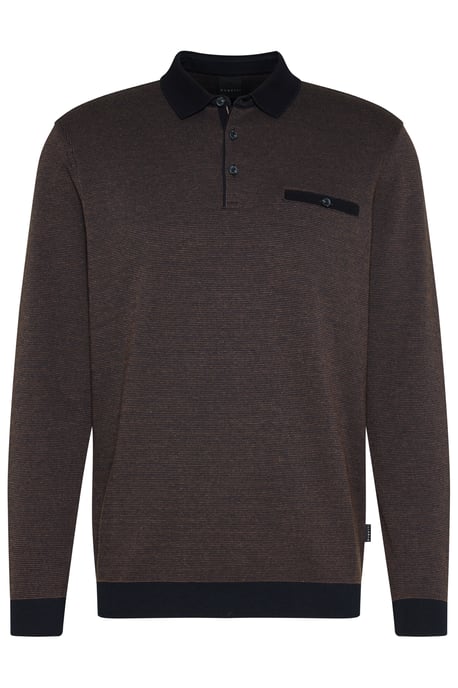 Bugatti Herren Polo met lange mouwen in 2-tone look - Image 3