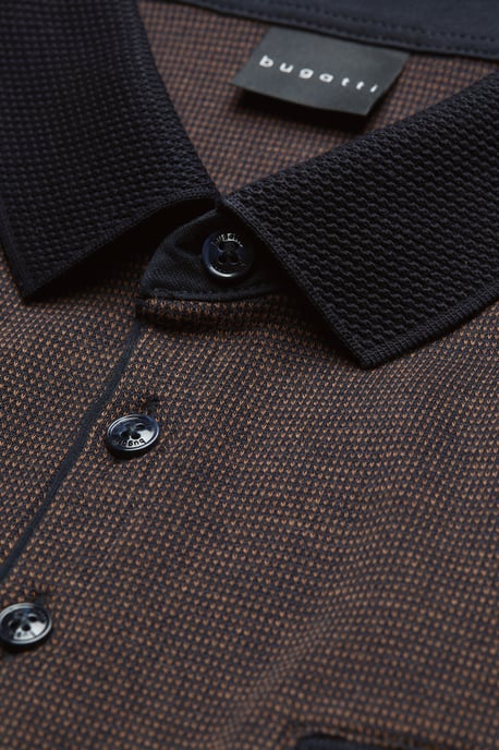 Bugatti Herren Polo met lange mouwen in 2-tone look - Image 5