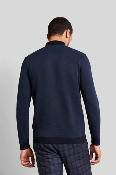 Bugatti Herren Polo met lange mouwen in 2-tone look - Image 2