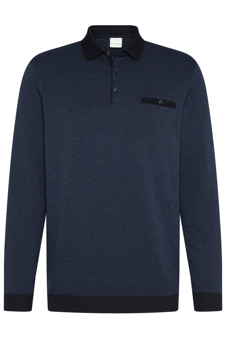 Bugatti Herren Polo met lange mouwen in 2-tone look - Image 3
