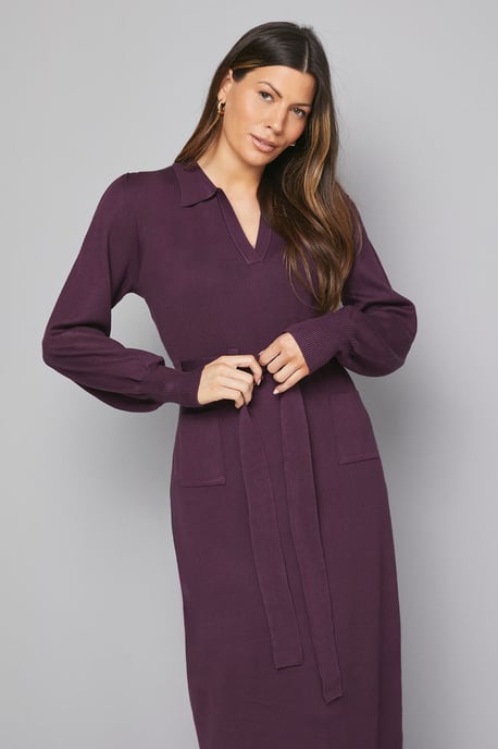 Collared Belted Midi Dress - Image 2