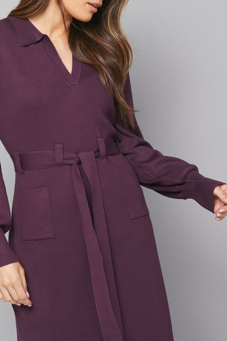Collared Belted Midi Dress - Image 4