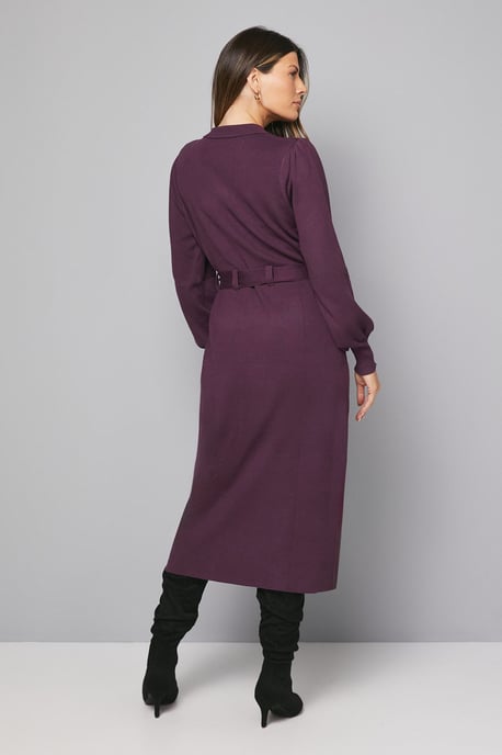 Collared Belted Midi Dress - Image 5