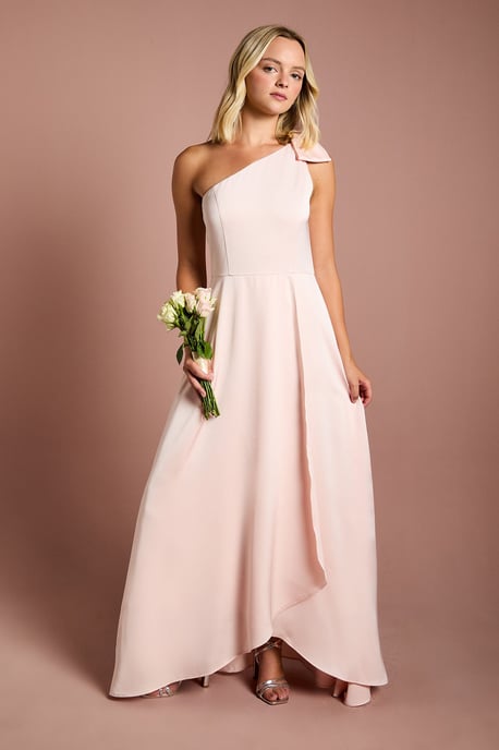 Teen Coast One Shoulder Bow Bridesmaids Dress - Image 1