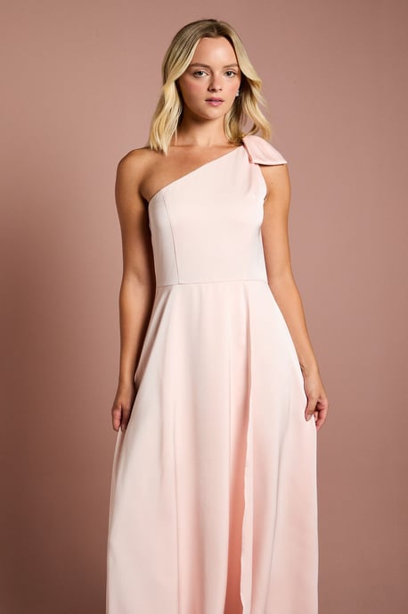 Teen Coast One Shoulder Bow Bridesmaids Dress - Image 4