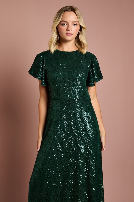 Teen Coast Sequin Angel Sleeve Bridesmaid Dress - Image 4