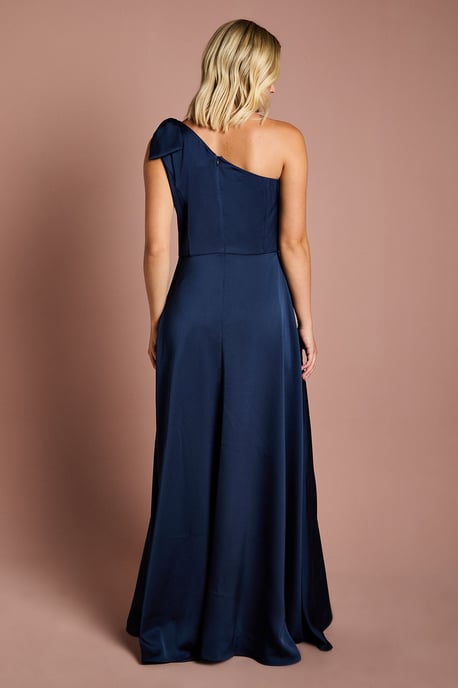 Teen Coast One Shoulder Bow Bridesmaids Dress - Image 3
