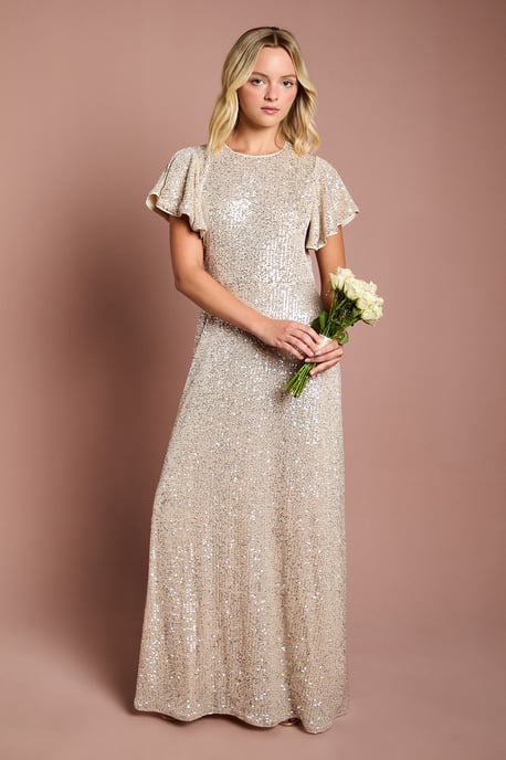 Teen Coast Sequin Angel Sleeve Bridesmaid Dress - Image 1