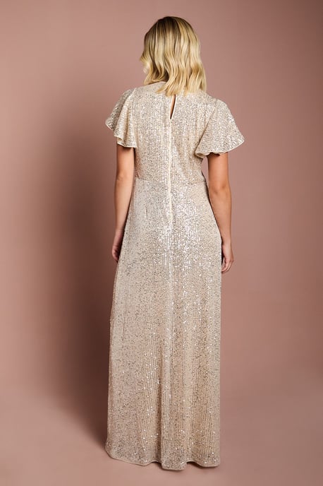 Teen Coast Sequin Angel Sleeve Bridesmaid Dress - Image 3