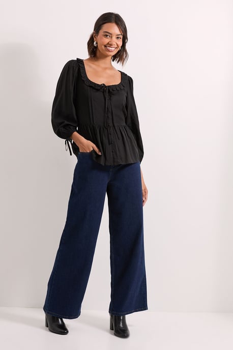 Frill Neckline Button Down Top - Image 2