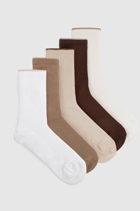 Neutral Thick Ribbed Sock 5 Pack - Image 1