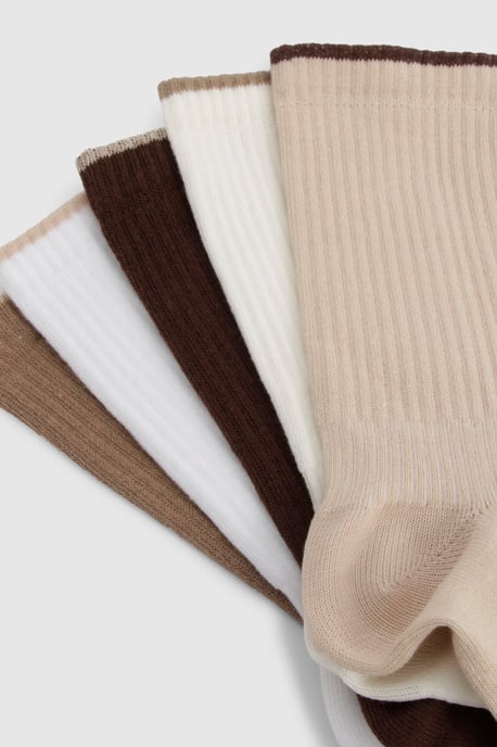 Neutral Thick Ribbed Sock 5 Pack - Image 2