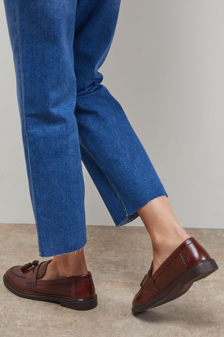 Bunny Leather Brogue Detail Tassel Loafers - Image 3