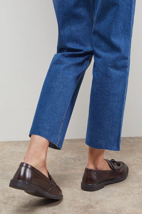 Bunny Leather Brogue Detail Tassel Loafers - Image 3