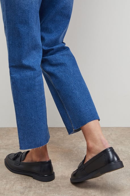 Bunny Leather Brogue Detail Tassel Loafers - Image 3