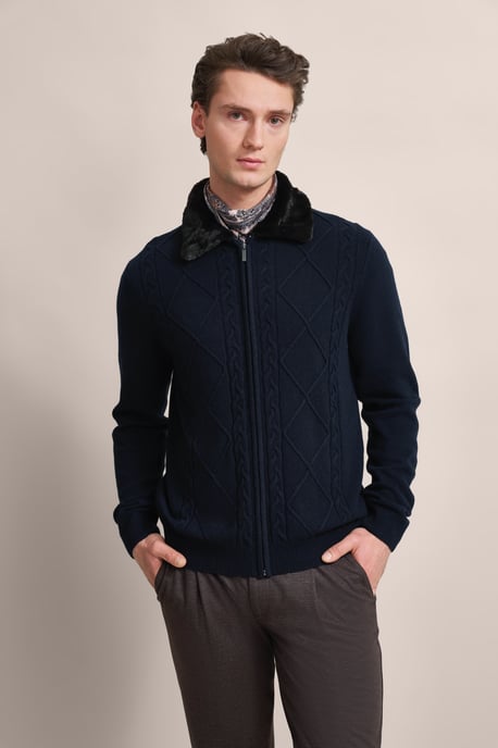 Bugatti Herren Vest met kraag van imitatiebont - Image 1